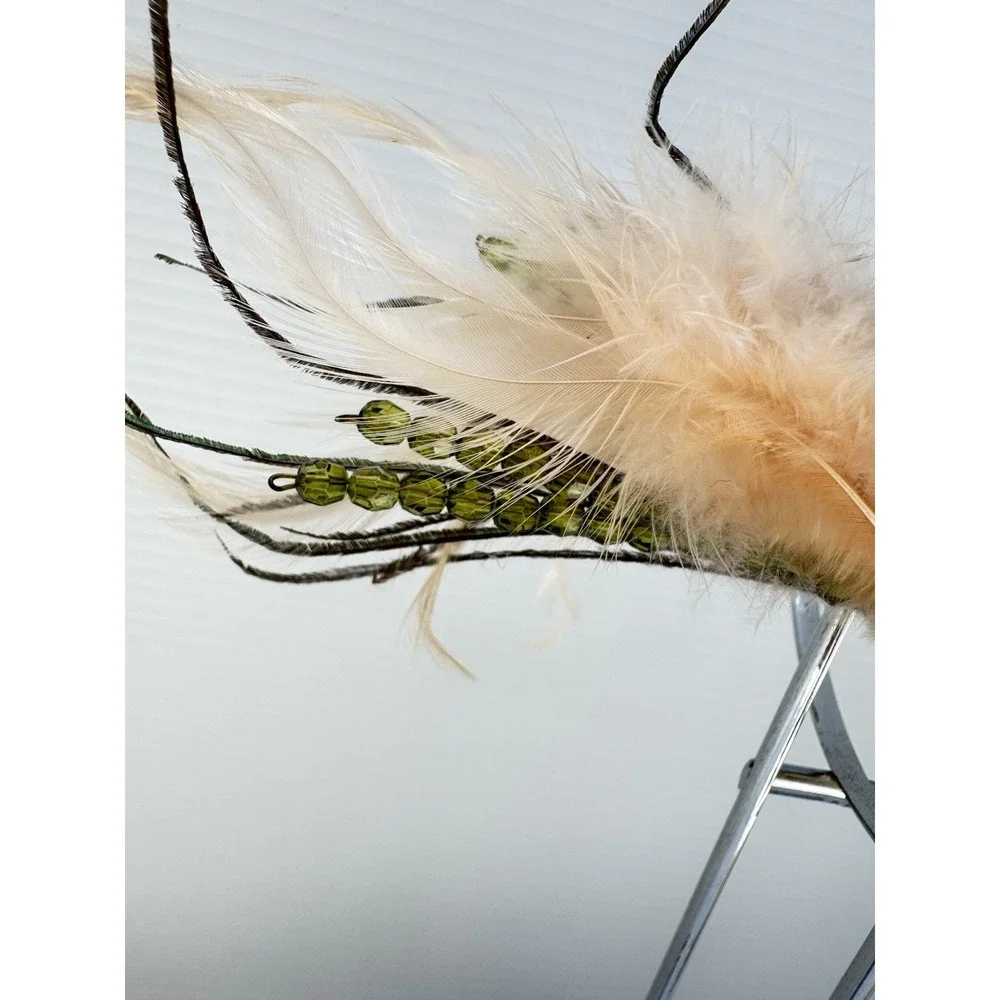 RARE Degage Gold Bird Feather Tail Ornament Beaded Jeweled Holiday Decor NWT